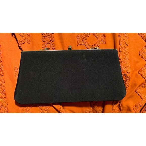 HL USA formal evening event black tie clutch hold chain black bow - Picture 13 of 15